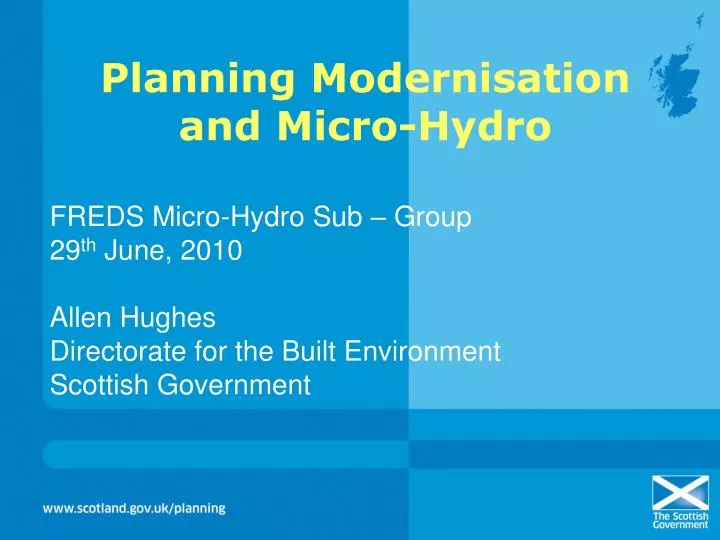 planning modernisation and micro hydro