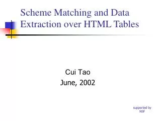 Scheme Matching and Data Extraction over HTML Tables