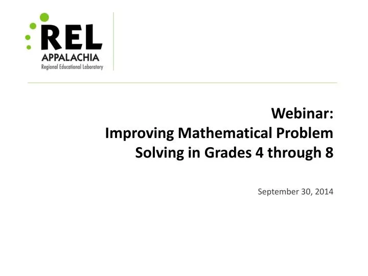 webinar improving mathematical problem solving in grades 4 through 8