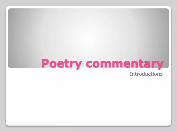 poetry commentary