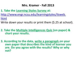 Mrs. Kramer - Fall 2013