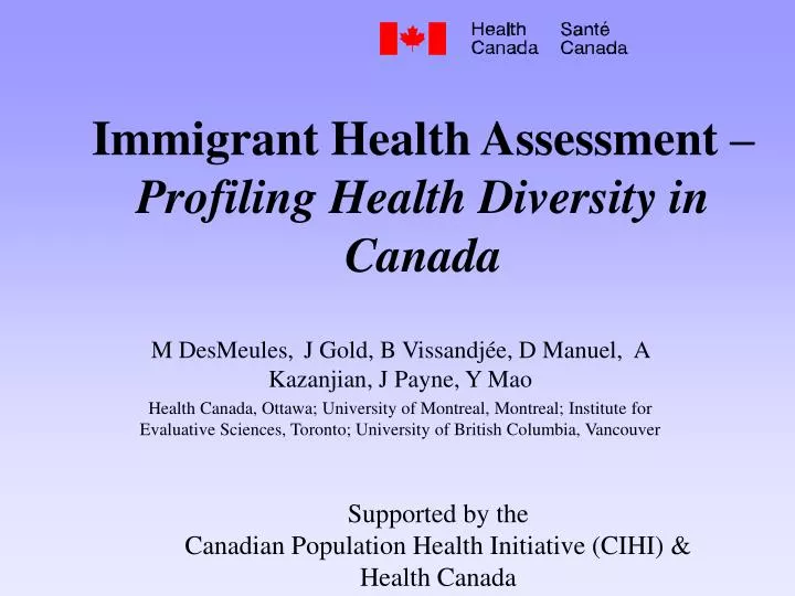 immigrant health assessment profiling health diversity in canada