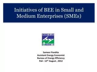 Initiatives of BEE in Small and Medium Enterprises (SMEs)