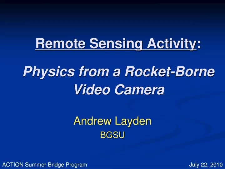 remote sensing activity physics from a rocket borne video camera