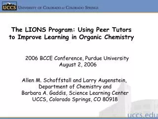 2006 BCCE Conference, Purdue University August 2, 2006