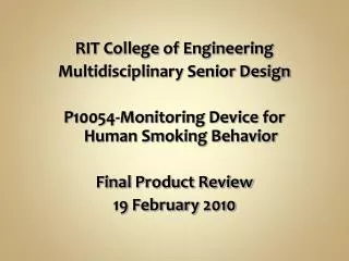 RIT College of Engineering Multidisciplinary Senior Design
