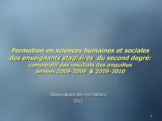 observatoire des formations 2011