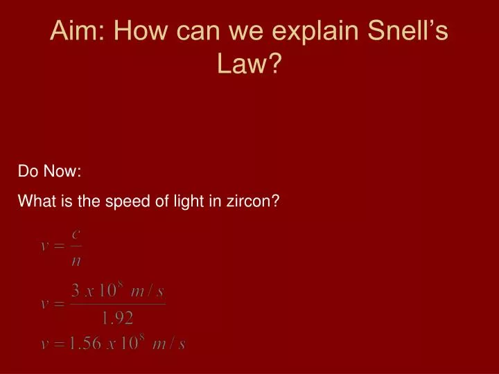 aim how can we explain snell s law