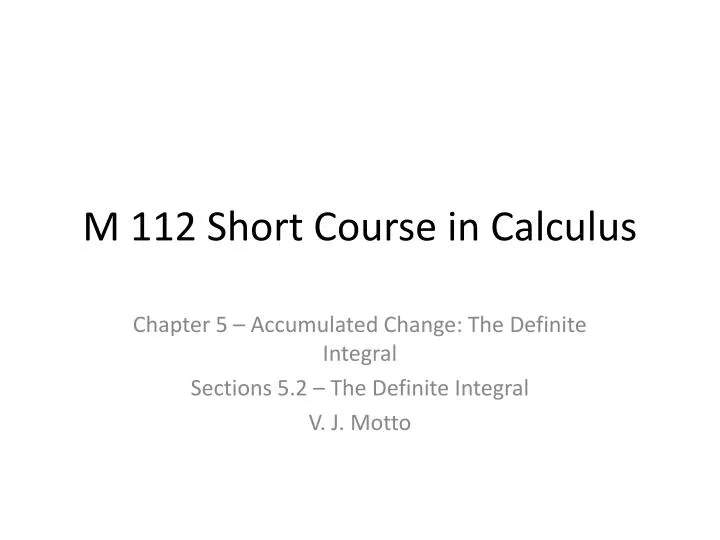 m 112 short course in calculus