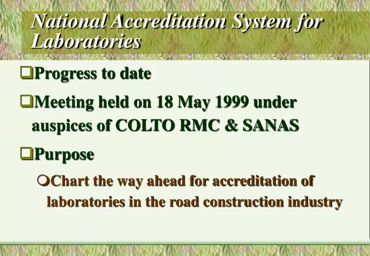 national accreditation system for laboratories