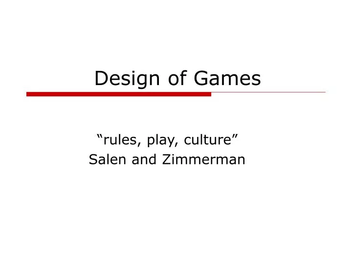 design of games