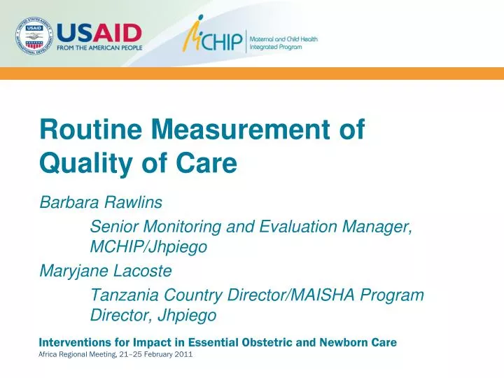 routine measurement of quality of care