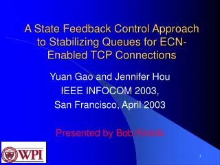 A State Feedback Control Approach to Stabilizing Queues for ECN-Enabled TCP Connections