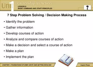 7 Step Problem Solving / Decision Making Process Identify the problem Gather information