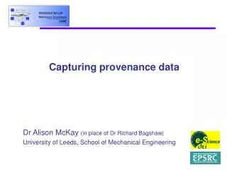 Capturing provenance data