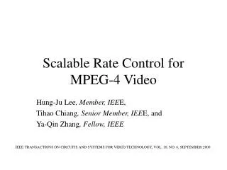 Scalable Rate Control for MPEG-4 Video