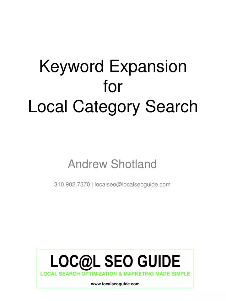 keyword expansion for local category search