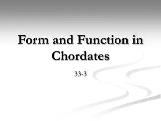 Form and Function in Chordates