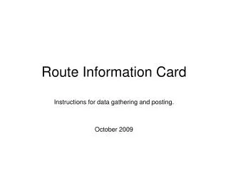 Route Information Card