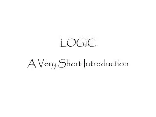LOGIC A Very Short Introduction