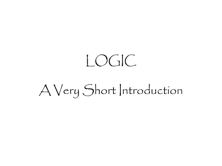 logic a very short introduction