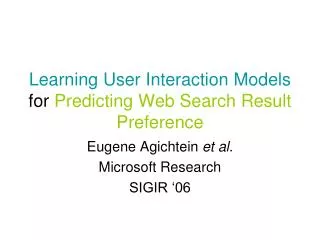 Learning User Interaction Models for Predicting Web Search Result Preference