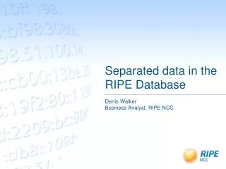 Separated data in the RIPE Database
