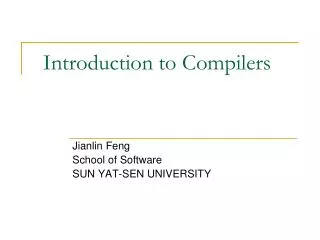 Introduction to Compilers