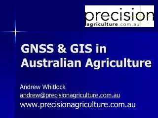 GNSS &amp; GIS in Australian Agriculture