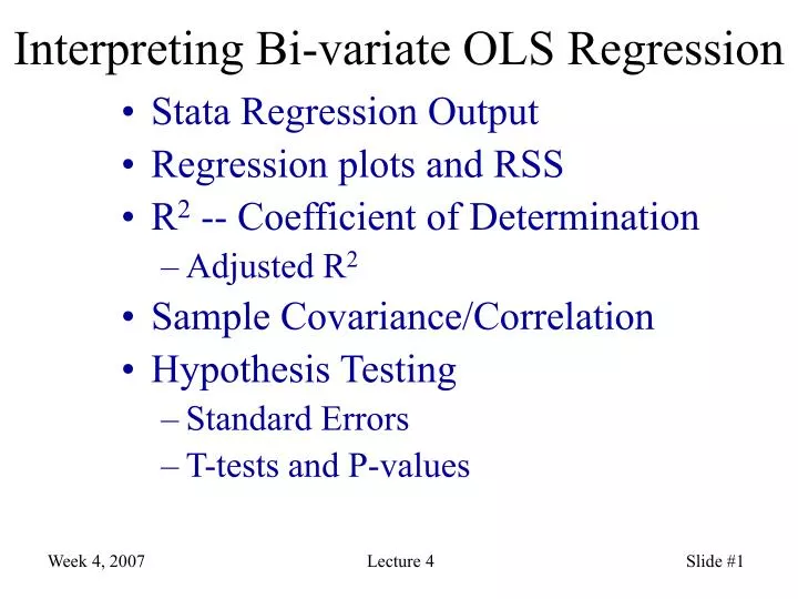 interpreting bi variate ols regression