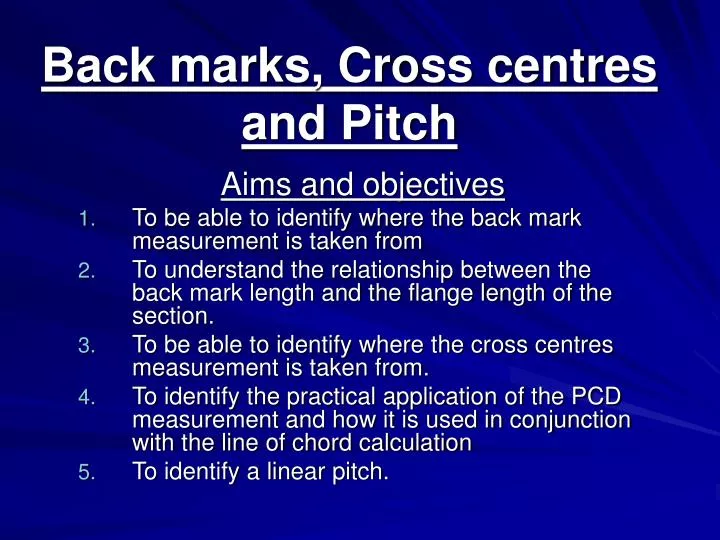 back marks cross centres and pitch