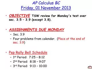 AP Calculus BC Friday, 01 November 2013