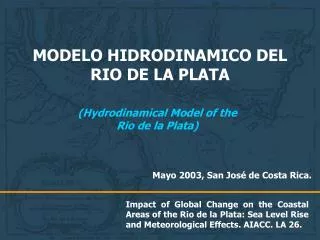 MODELO HIDRODINAMICO DEL RIO DE LA PLATA