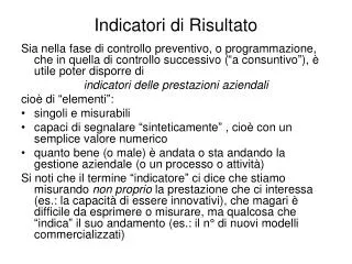 indicatori di risultato