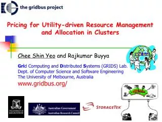 Pricing for Utility-driven Resource Management and Allocation in Clusters