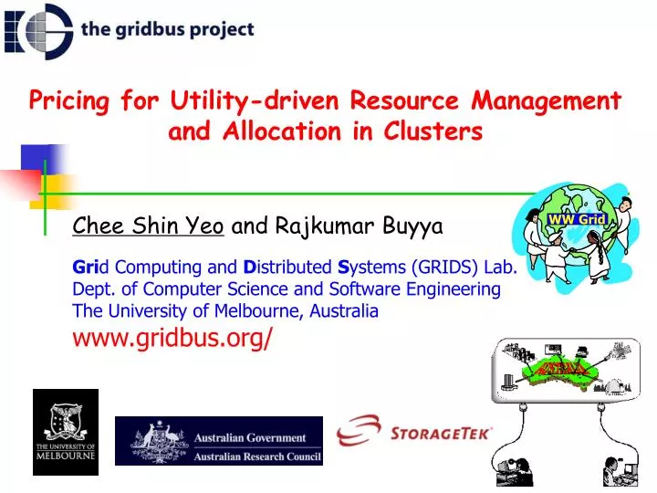 pricing for utility driven resource management and allocation in clusters