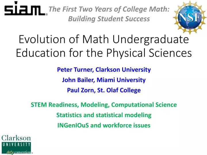 evolution of math undergraduate education for the physical sciences