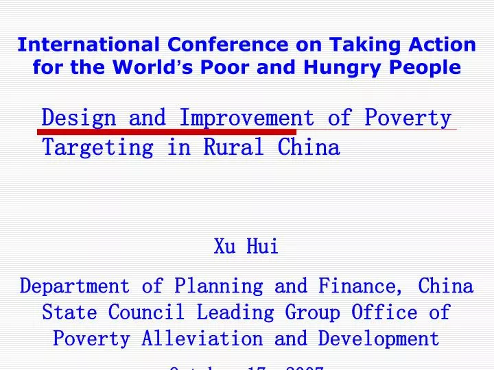 design and improvement of poverty targeting in rural china