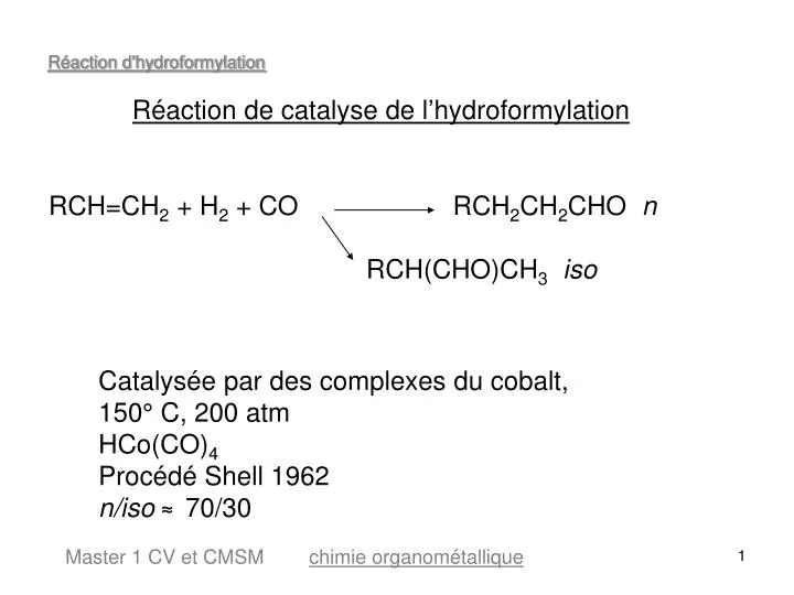 r action d hydroformylation