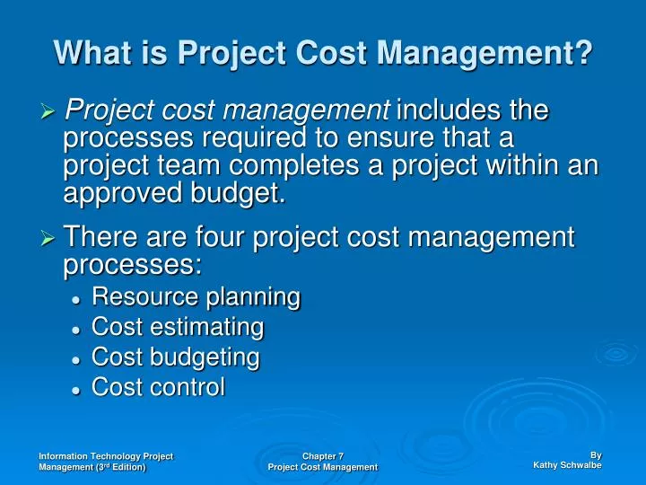what is project cost management