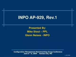 INPO AP-929, Rev.1