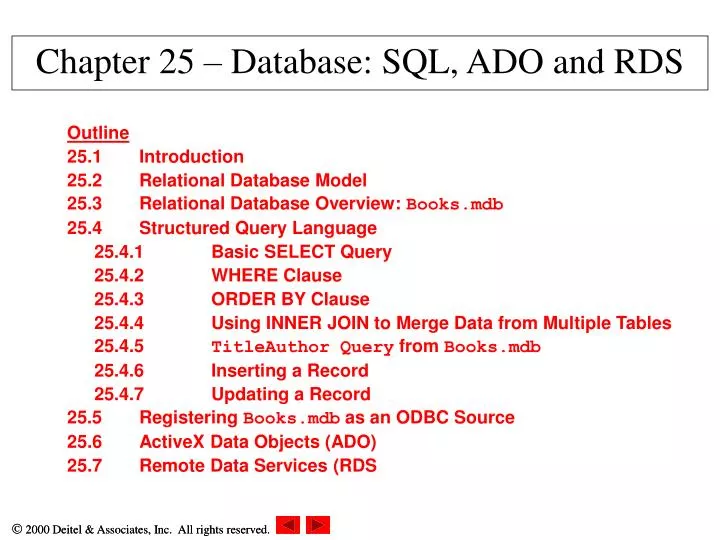 chapter 25 database sql ado and rds