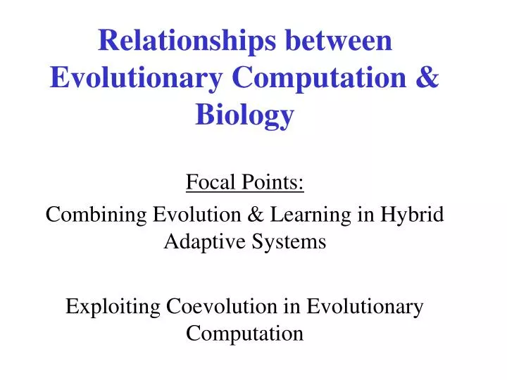 relationships between evolutionary computation biology