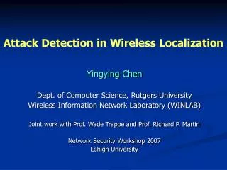 attack detection in wireless localization