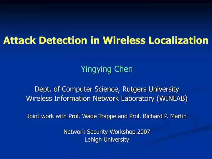attack detection in wireless localization