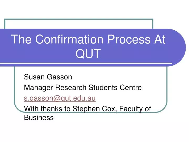 the confirmation process at qut