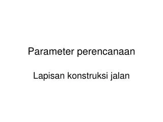 parameter perencanaan