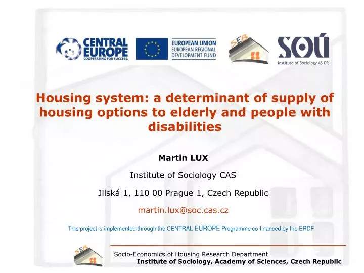 housing system a determinant of supply of housing options to elderly and people with disabilities