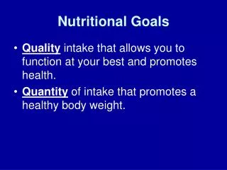 Nutritional Goals