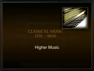 Classical Music 1750 - 1800